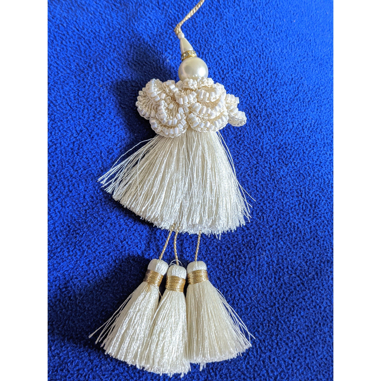 Off White Tassels With Pearl and Beads Embellishments Indian Tassels Wedding Bridal Latkan, Ethnic Tassels, Indian Latkan