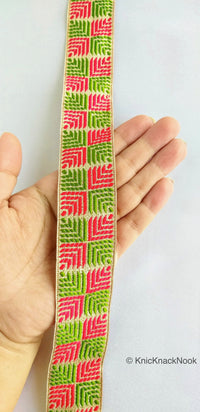 Thumbnail for Red And Green Jacquard Trim, Approx 34mm Wide, Decorative Trim