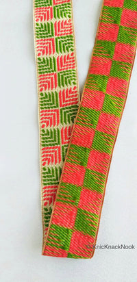 Thumbnail for Red And Green Jacquard Trim, Approx 34mm Wide, Decorative Trim