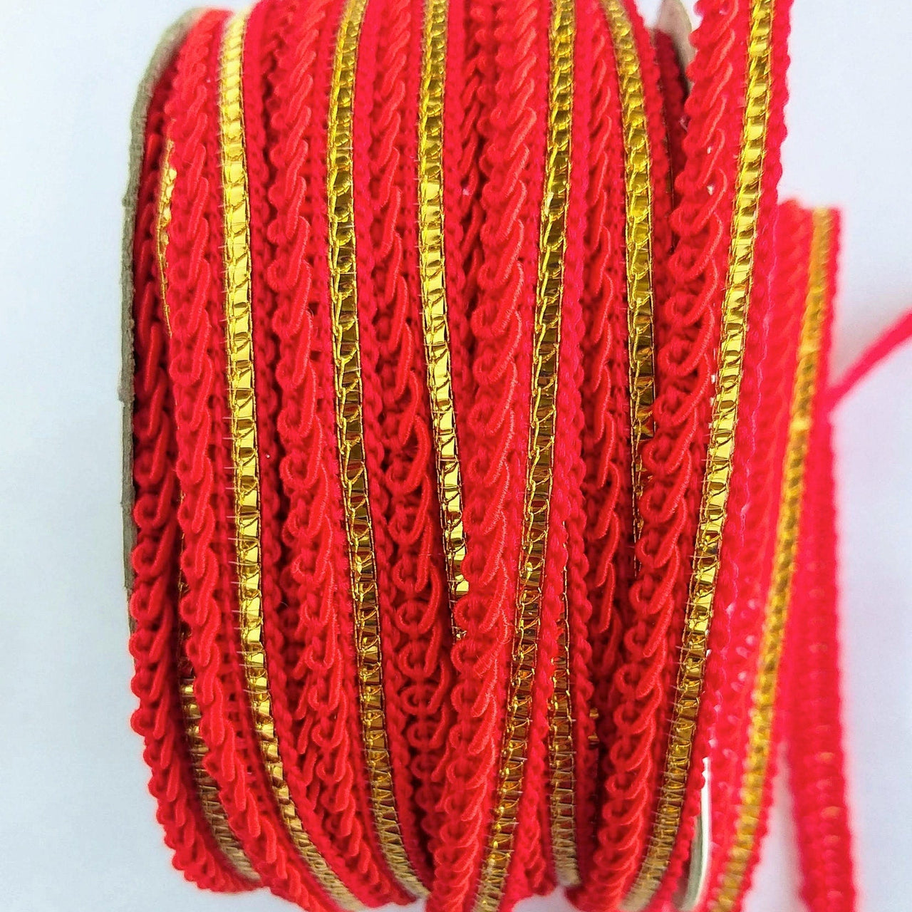 Red And Gold Gimp Trim, Approx. 8mm wide, Upholstery Trim