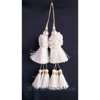 Thumbnail for Off White Tassels With Pearl and Beads Embellishments Indian Tassels Wedding Bridal Latkan, Ethnic Tassels, Indian Latkan