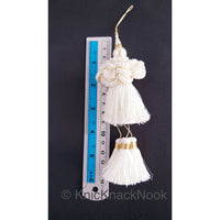 Thumbnail for Off White Tassels With Pearl and Beads Embellishments Indian Tassels Wedding Bridal Latkan, Ethnic Tassels, Indian Latkan