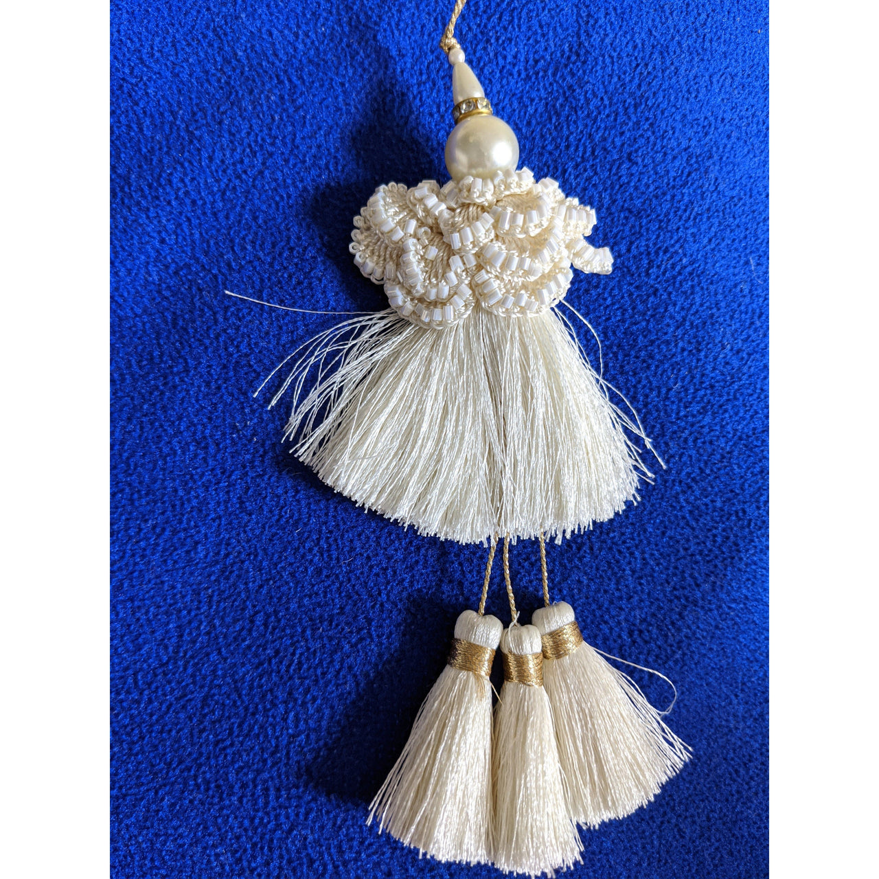 Off White Tassels With Pearl and Beads Embellishments Indian Tassels Wedding Bridal Latkan, Ethnic Tassels, Indian Latkan