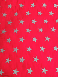 Thumbnail for Red Cotton Poplin Fabric With Gold Stars Christmas Fabric, Festive Fabric, Holiday Fabric