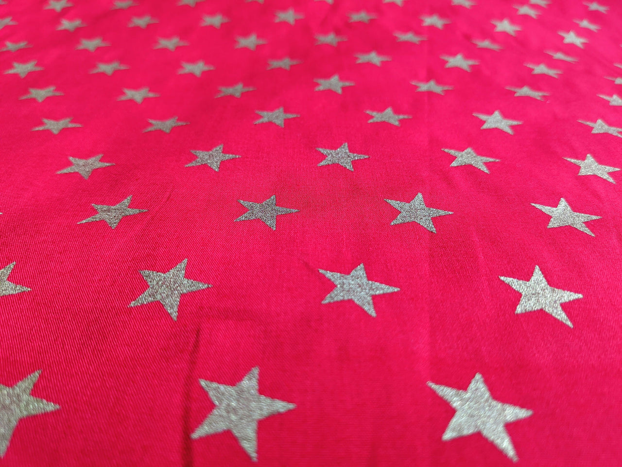Red Cotton Poplin Fabric With Gold Stars Christmas Fabric, Festive Fabric, Holiday Fabric