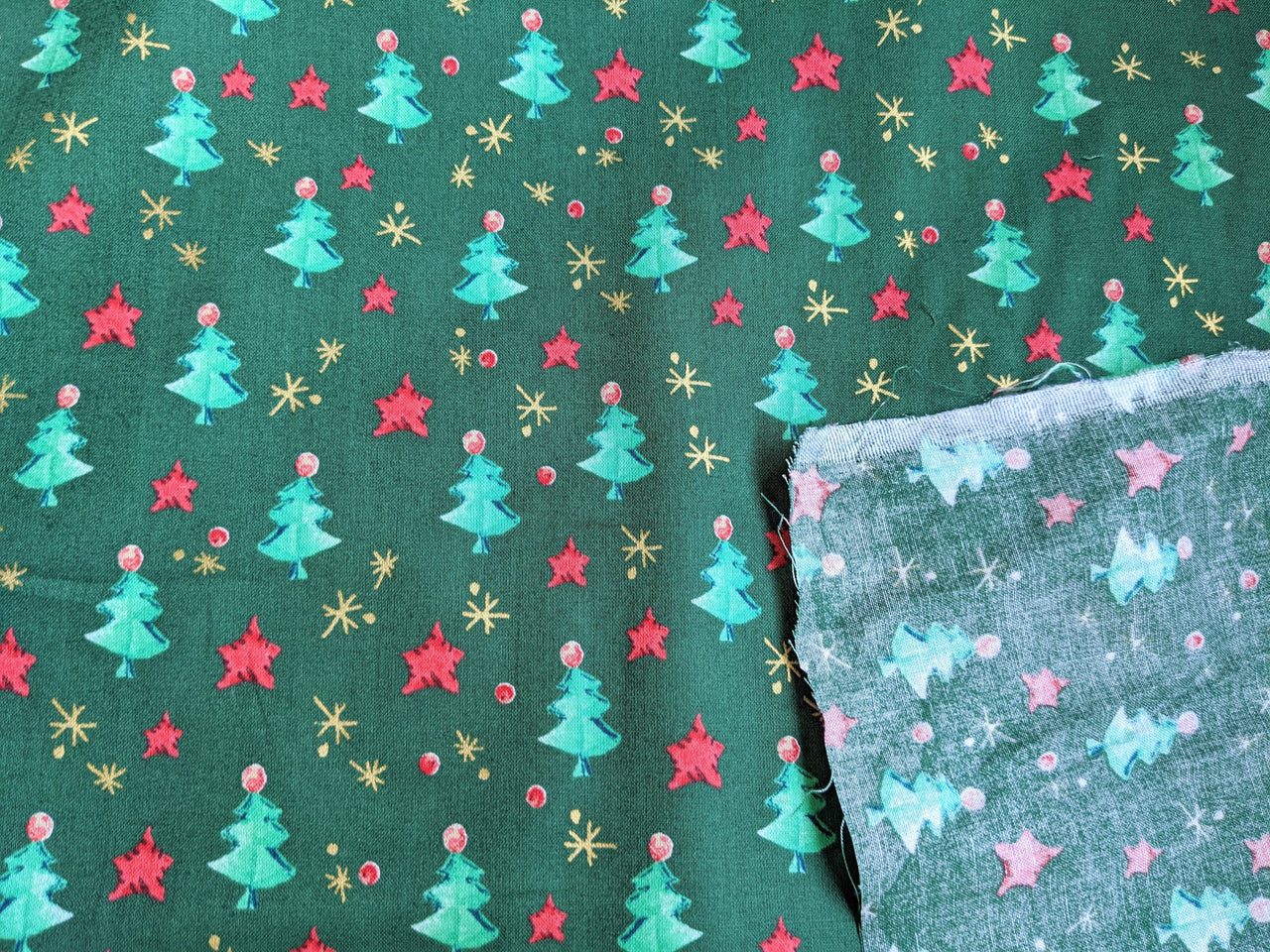 Bottle Green Christmas Trees Cotton Fabric Christmas Fabric, Festive Fabric, Holiday Fabric