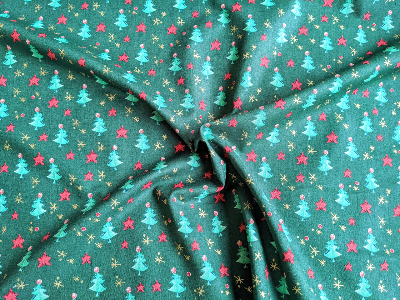 Bottle Green Christmas Trees Cotton Fabric Christmas Fabric, Festive Fabric, Holiday Fabric
