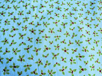 Thumbnail for Turquoise Green Cotton Holly Berry Christmas Fabric, Festive Fabric, Holiday Fabric