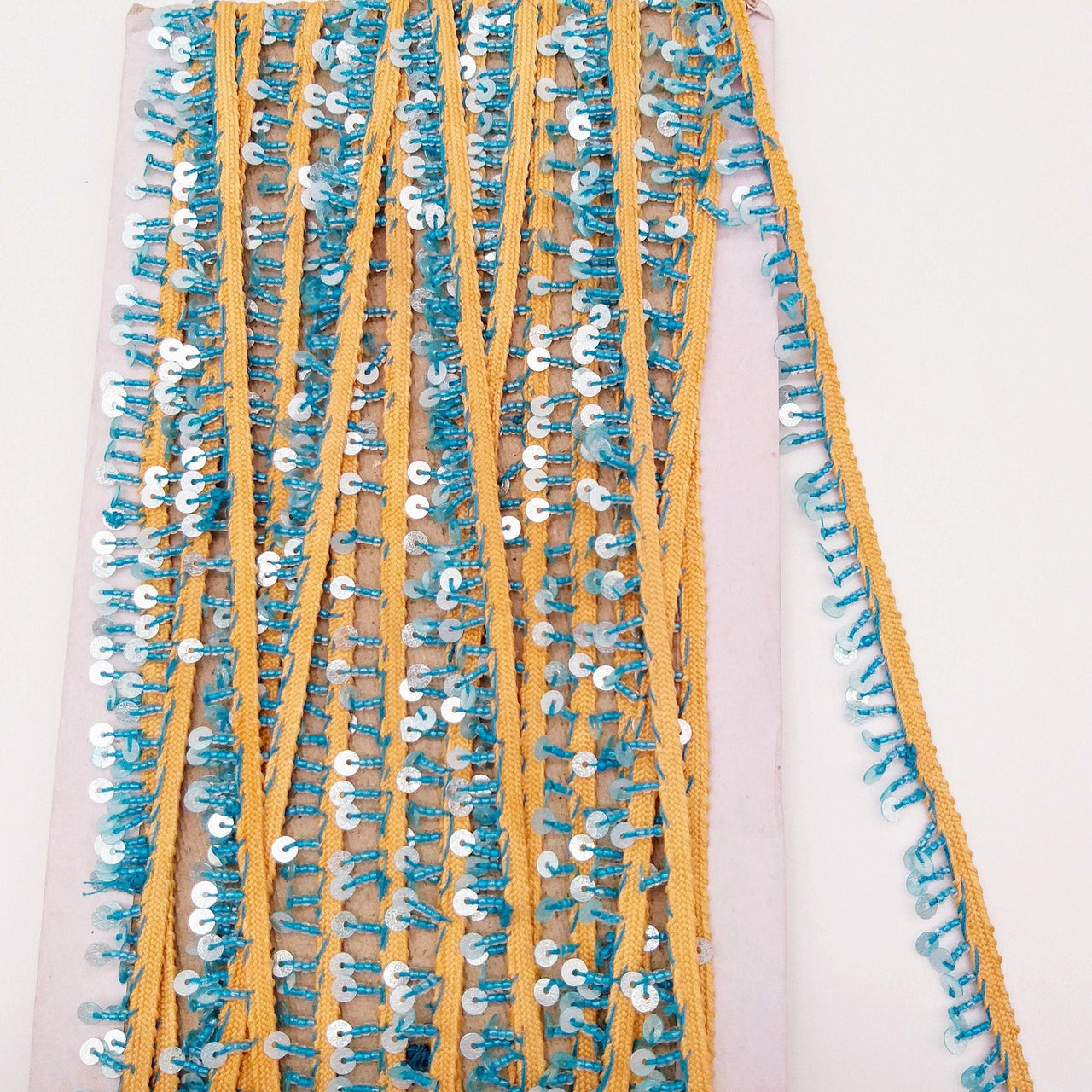 Brown Beaded Sequins Fringe Trim, Craft Ribbon Christmas Trimming, Trim By 3 Yards Decorative Trim