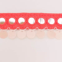 Thumbnail for Salmon Pink Fringe Trim With Mirrors And Sequins Tassels, Boho, Bohemian Trim