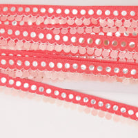 Thumbnail for Salmon Pink Fringe Trim With Mirrors And Sequins Tassels, Boho, Bohemian Trim