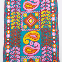 Thumbnail for Blue Art Silk Fabric Trim, Paisley Embroidered Trim, Trim By The Yard