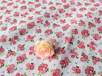 Thumbnail for Pink Sally Poly Cotton Triple Rose Floral Fabric, Small Print Fabric, Small Flower Fabric