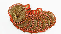 Thumbnail for Embroidered Applique With Gold Zardozi Embroidery, Beads and Sequins, Blush Pink And Orange Appliqué Patch