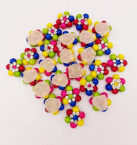 Thumbnail for 10 Beaded Floral Appliques In Multicoloured Beads and Rhinestones, Floral Appliques, Beaded Applique