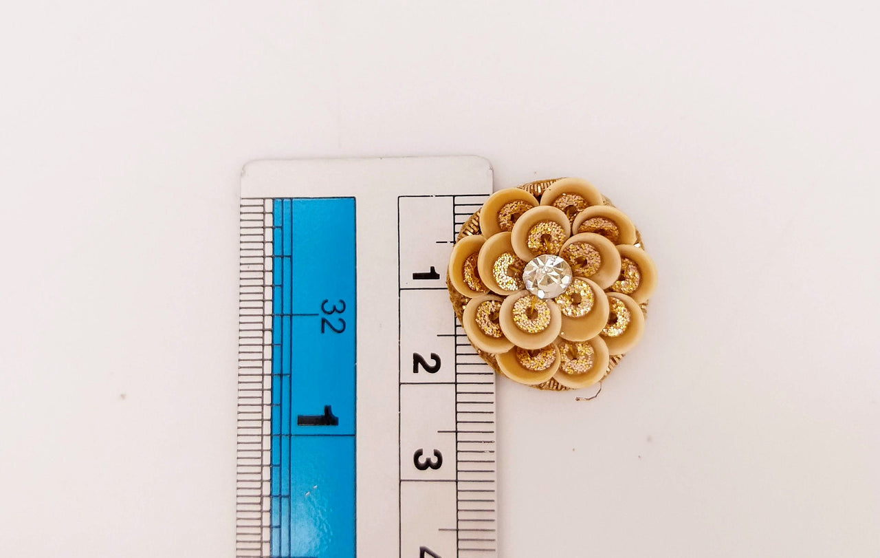 5 Bronze Gold Floral Applique, Sequins and Rhinestone Appliques, Headband Applique