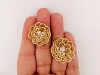Thumbnail for 5 Bronze Gold Floral Applique, Sequins and Rhinestone Appliques, Headband Applique