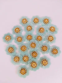 Thumbnail for 5 Mint Green Floral Applique, Sequins and Rhinestone Appliques, Headband Applique