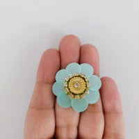 Thumbnail for 5 Mint Green Floral Applique, Sequins and Rhinestone Appliques, Headband Applique