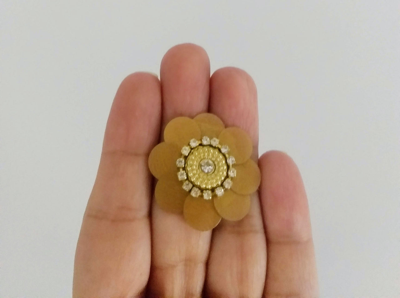 5 Brown Floral Applique, Sequins and Rhinestone Appliques, Headband Applique