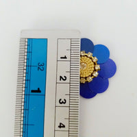 Thumbnail for 5 Royal Blue Floral Applique, Sequins and Rhinestone Appliques, Headband Applique