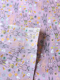 Thumbnail for Lilac Purple Sally Polycotton Spring Bunny Rabbit Easter Fabric, Festive Fabric, Holiday Fabric