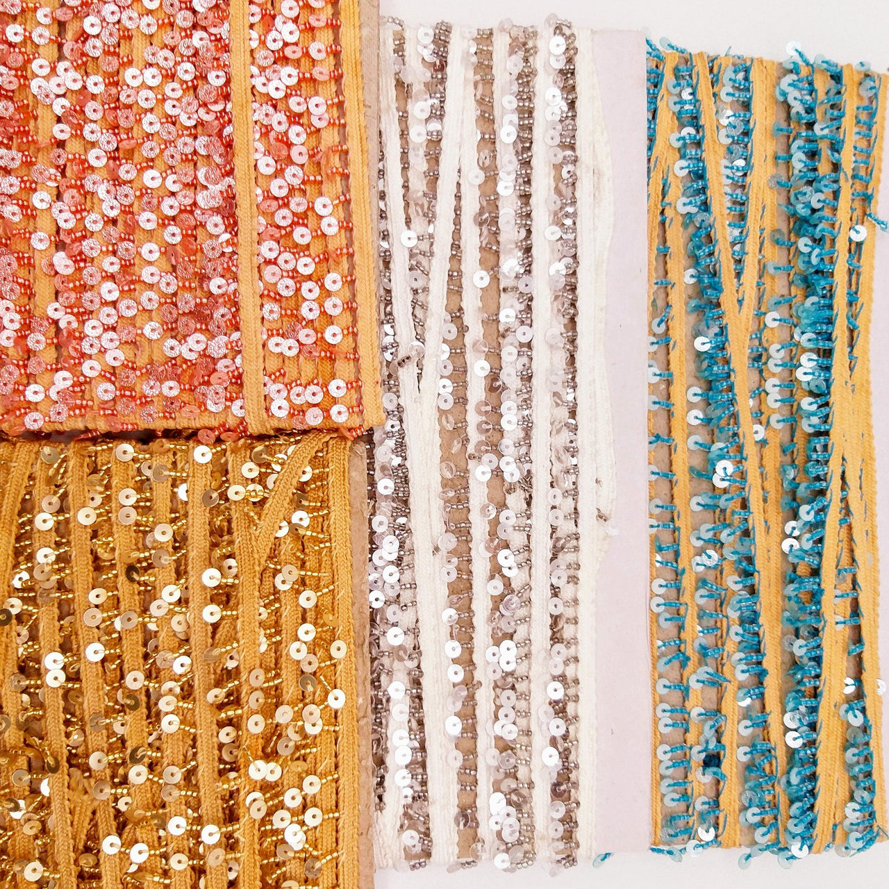 Brown Beaded Sequins Fringe Trim, Craft Ribbon Christmas Trimming, Trim By 3 Yards Decorative Trim