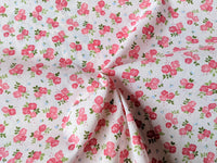 Thumbnail for Pink Sally Poly Cotton Triple Rose Floral Fabric, Small Print Fabric, Small Flower Fabric