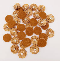 Thumbnail for 5 Bronze Gold Floral Applique, Sequins and Rhinestone Appliques, Headband Applique