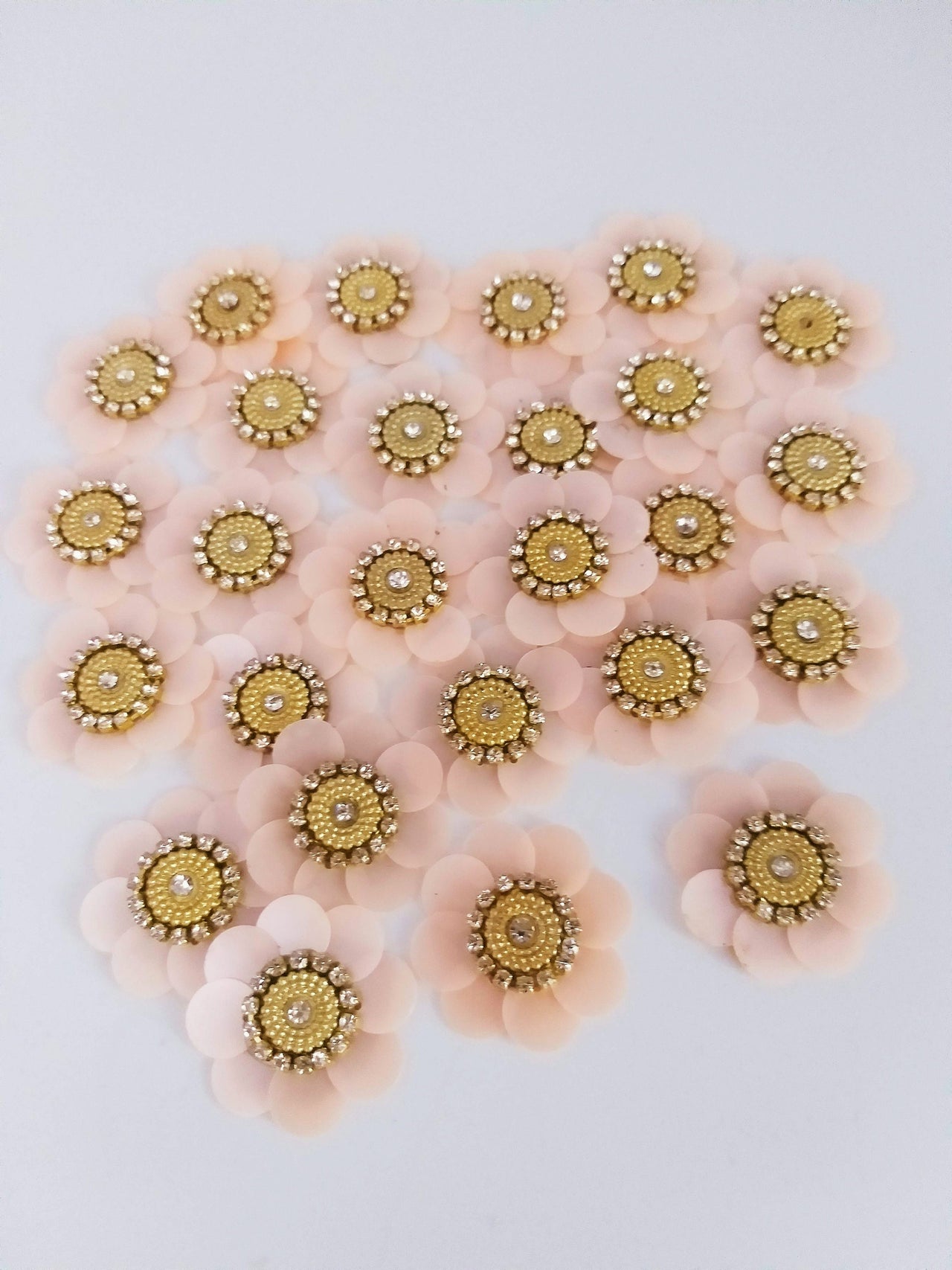 5 Beige Floral Applique, Sequins and Rhinestone Appliques, Headband Applique