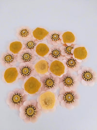 Thumbnail for 5 Beige Floral Applique, Sequins and Rhinestone Appliques, Headband Applique