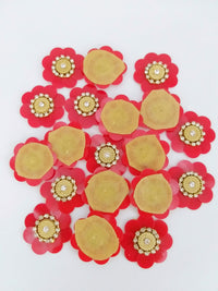 Thumbnail for 5 Red Floral Applique, Sequins and Rhinestone Appliques, Headband Applique