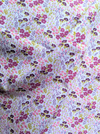Thumbnail for Pink And Purple Poly Cotton Floral Fabric, Floral Fabric, Small Print Fabric