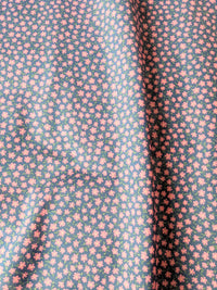 Thumbnail for Blue Poly Cotton Fabric, Pink Flower Garden Fabric, Floral Fabric