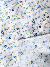 Thumbnail for Blue Poly Cotton Rose Fabric, Floral Fabric, Small Print Fabric