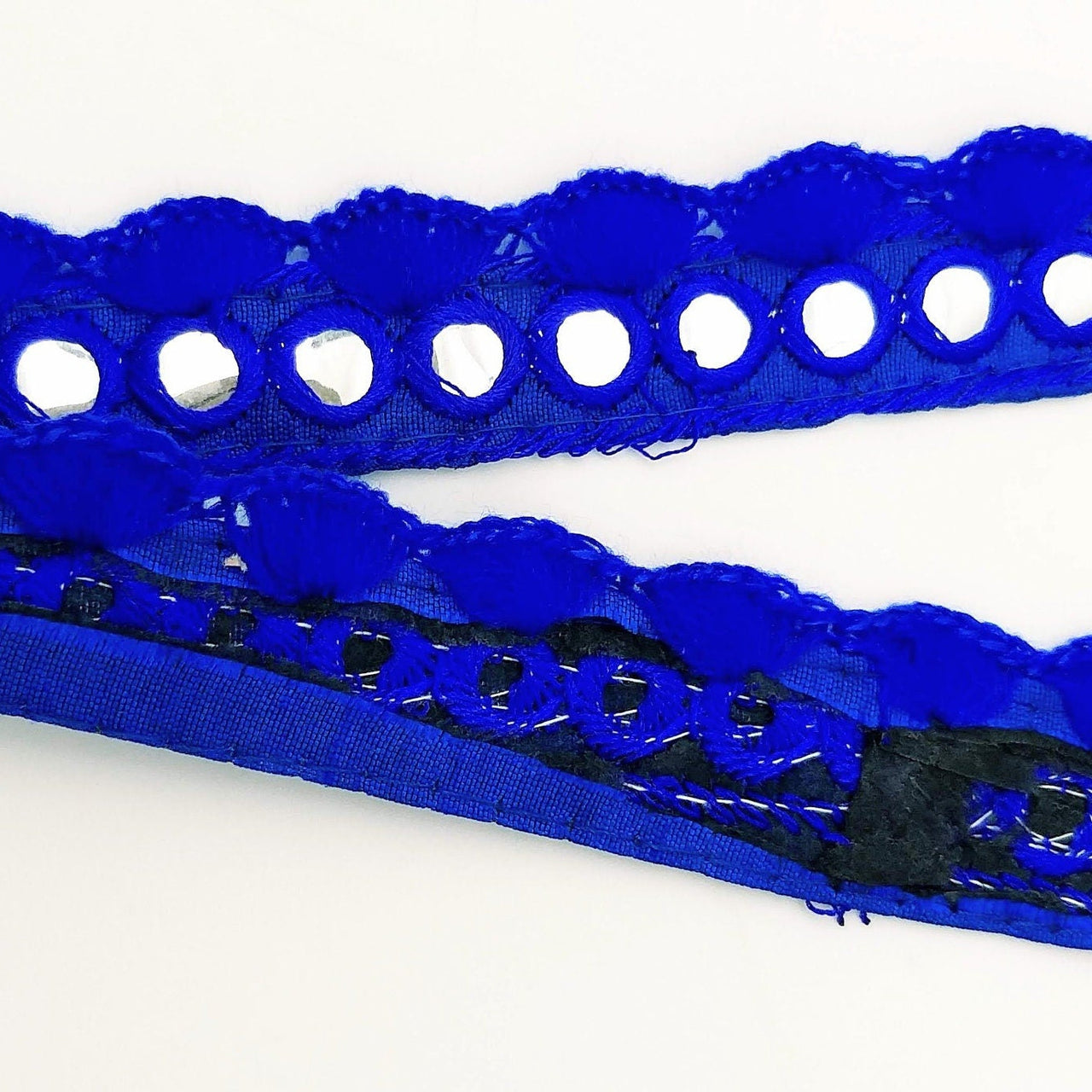 Royal Blue Fringe Trim With Mirrors, Boho, Bohemian Trim