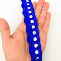 Thumbnail for Royal Blue Fringe Trim With Mirrors, Boho, Bohemian Trim