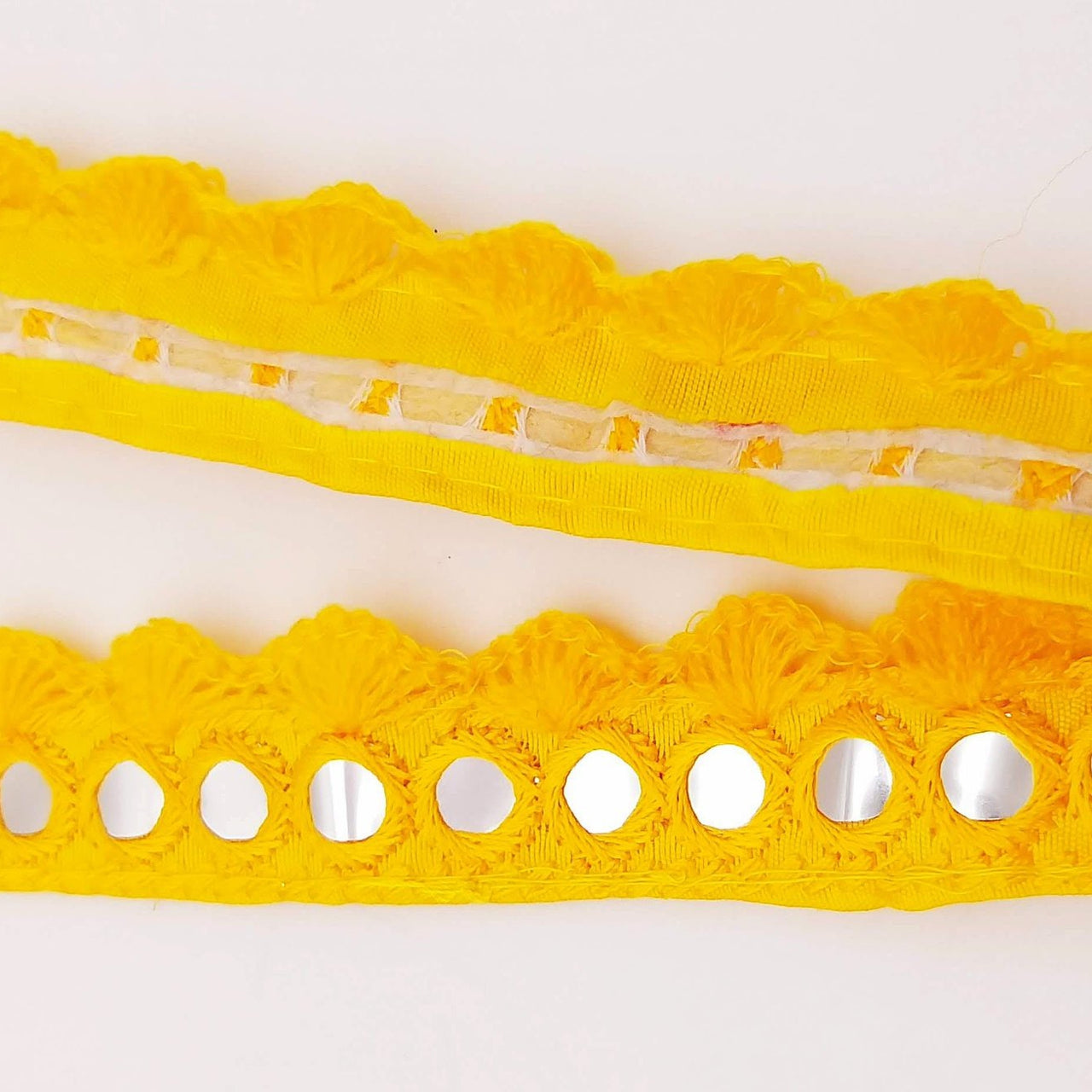 Yellow Fringe Trim With Mirrors, Boho, Bohemian Trim, Mirrored Trim, Decorative Trim, Trim By 3 Yards, Trim By 9 Yards