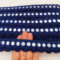 Thumbnail for Navy Blue Fringe Trim With Mirrors, Boho, Bohemian Trim