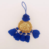 Thumbnail for Set of 2 Embroidered Tassels, Royal Blue and Gold Tassels, Indian Tassels