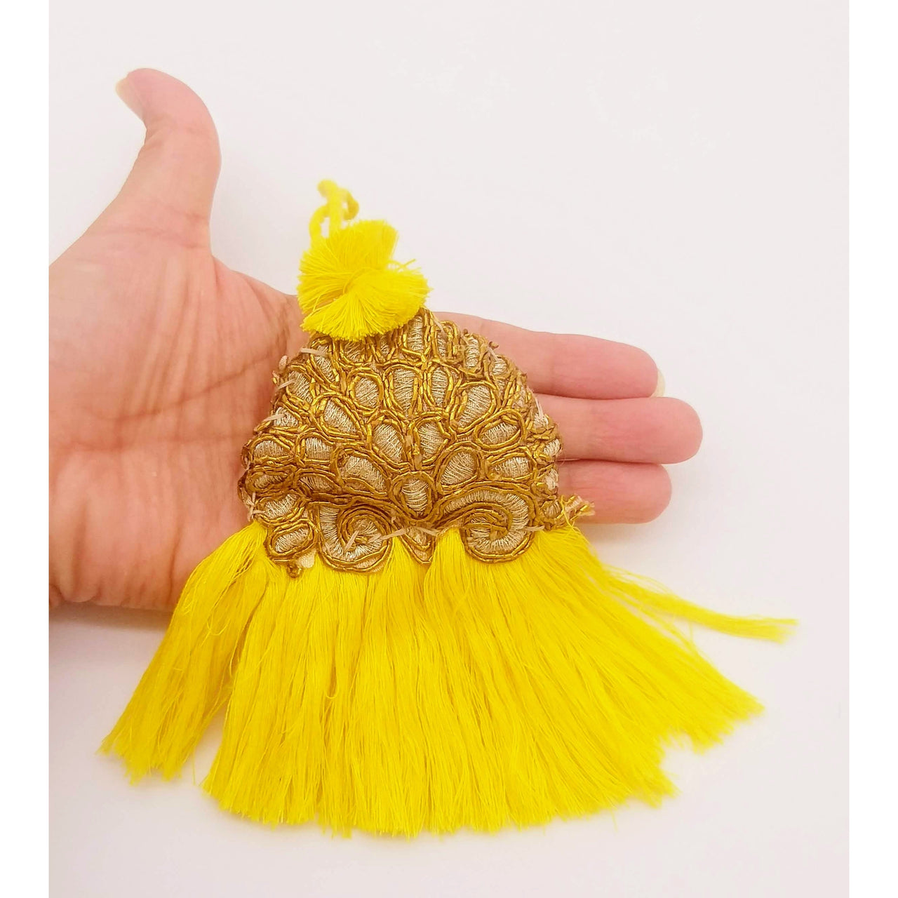 Hand Embroidered Gold Tassels, Gold Latkans, Indian Tassels