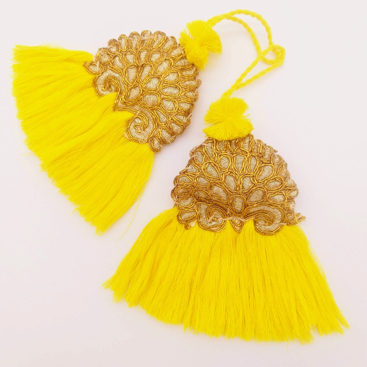 Hand Embroidered Gold Tassels, Gold Latkans, Indian Tassels