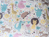 Thumbnail for Jungle Animal Fabric, Polycotton Fabric, Love Animals Forest Fabric Sewing Fabric Nursery Fabric Quilting Craft Fabric by Half metre / metre