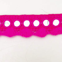 Thumbnail for Fuchsia Pink Fringe Trim With Mirrors, Boho, Bohemian Trim