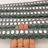Thumbnail for Grey Fringe Trim With Mirrors, Boho, Bohemian Trim