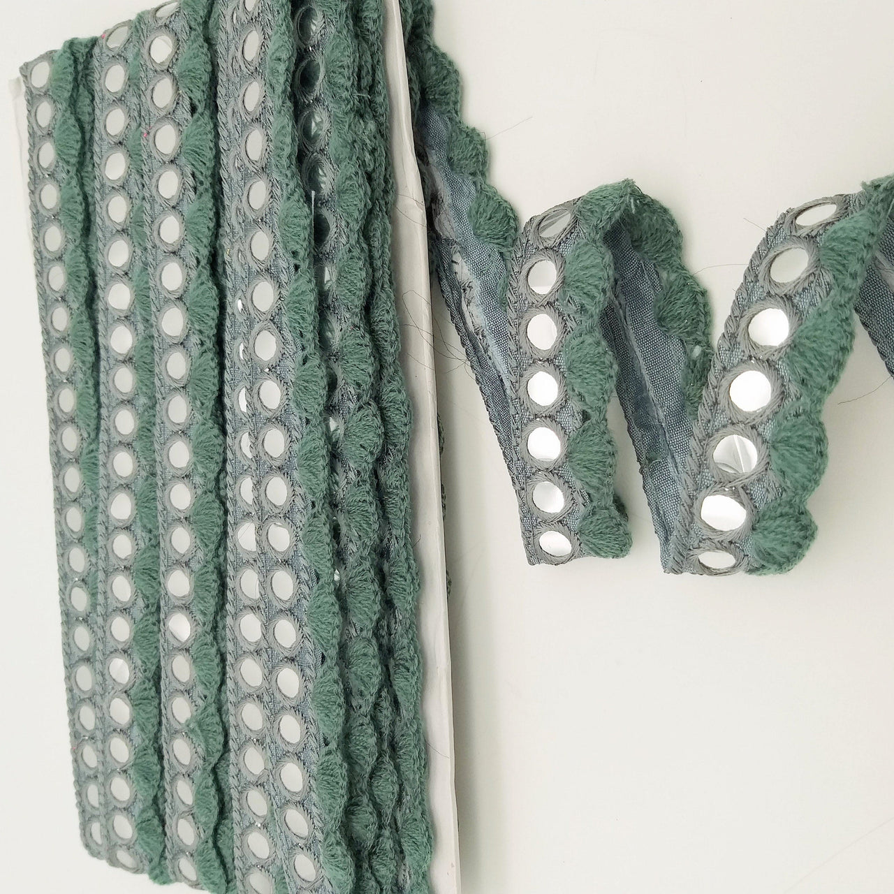 Grey Fringe Trim With Mirrors, Boho, Bohemian Trim