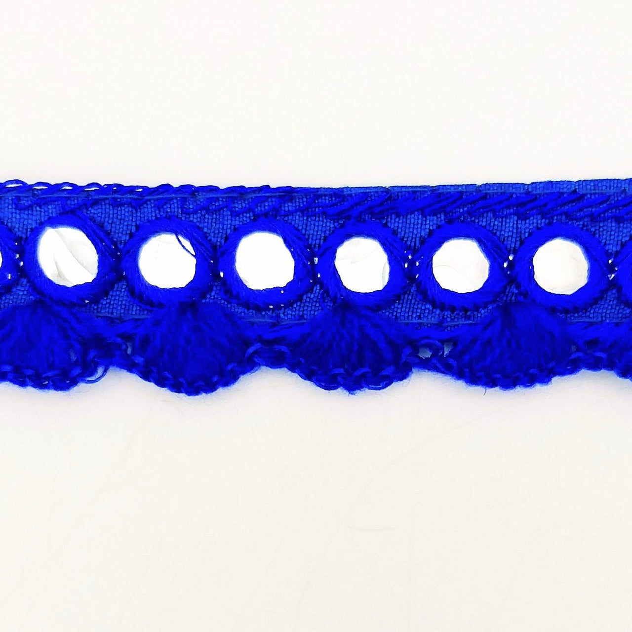 Royal Blue Fringe Trim With Mirrors, Boho, Bohemian Trim