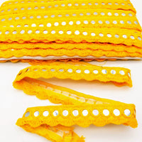 Thumbnail for Yellow Fringe Trim With Mirrors, Boho, Bohemian Trim, Mirrored Trim, Decorative Trim, Trim By 3 Yards, Trim By 9 Yards