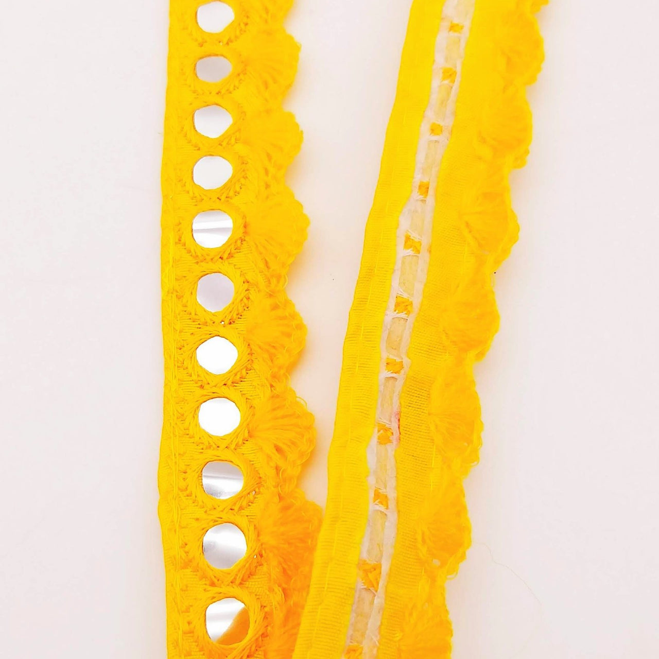 Yellow Fringe Trim With Mirrors, Boho, Bohemian Trim, Mirrored Trim, Decorative Trim, Trim By 3 Yards, Trim By 9 Yards