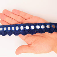 Thumbnail for Navy Blue Fringe Trim With Mirrors, Boho, Bohemian Trim